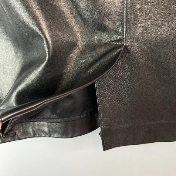 VINTAGE Neto 90s Leather Pencil Skirt Black Buttery Soft Back Slit Size 28 - Picture 6 of 11